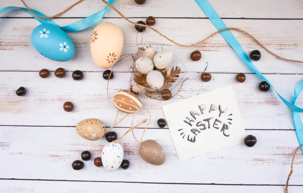 Eggs, Easter, wood, spring, Easter, eggs, decoration, Happy