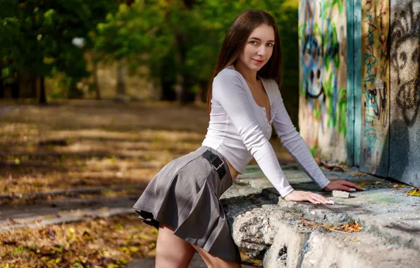 Long hair, model, brunette, gorgeous, photoshoot, posing, skirt, beautiful face