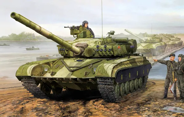 Weapon, war, art, fight, painting, tank, T-64