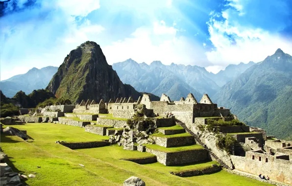 Picture the ruins, America, architecture, journey, civilization, Peru, The city Machu-Picchu, lost city of the Incas