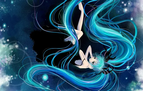 Girl, hair, anime, drop, art, vocaloid, hatsune miku, Vocaloid