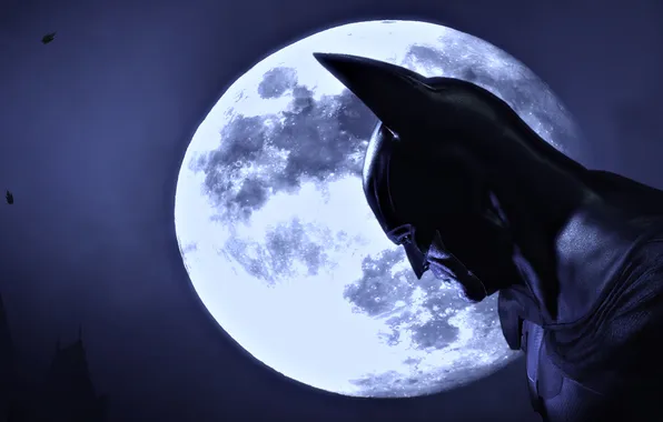 Night, the moon, figure, Batman