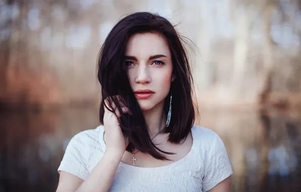 Eyes, blue, blue, arrows, portrait, brunette