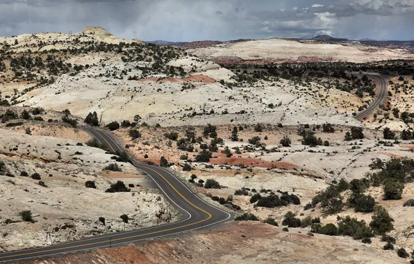 Picture desert, hills, highway