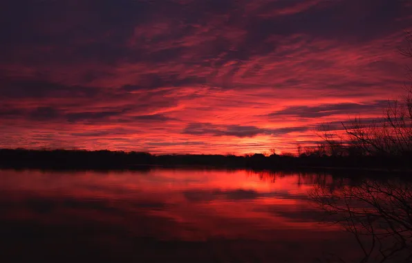 Picture clouds, reflection, river, dawn, Wisconsin, USA, De Pere