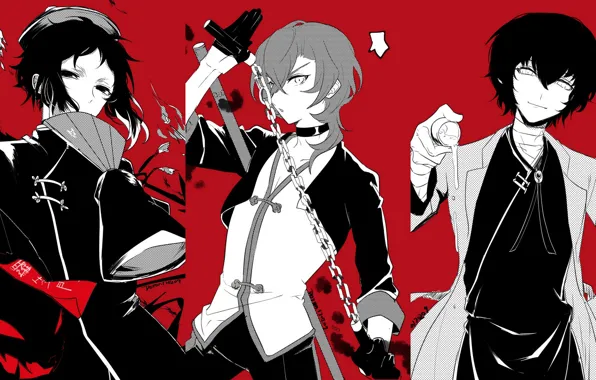 Picture collage, guy, characters, Bungou Stray Dogs, Stray Dogs: A Literary Genius