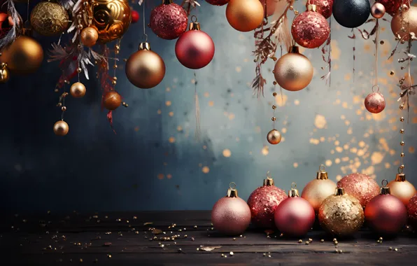 Balls, wall, Board, Shine, Christmas, New year, beads, pink