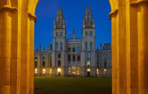 Lights, England, University, Oxford, College, Headington