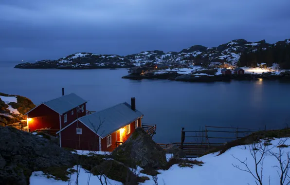 Lights, the evening, Norway, Norway, Lofoten