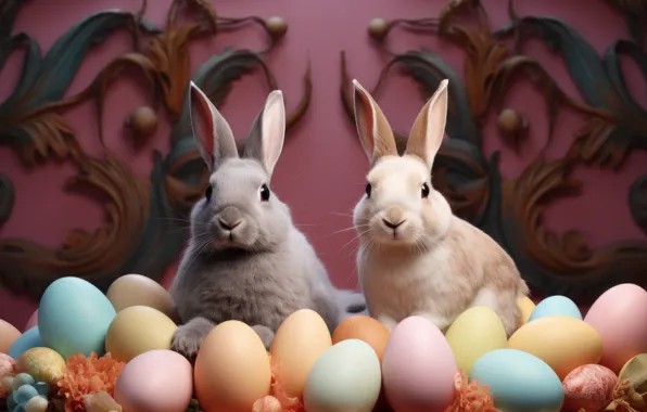 Look, holiday, hare, eggs, spring, rabbit, Easter, rabbits