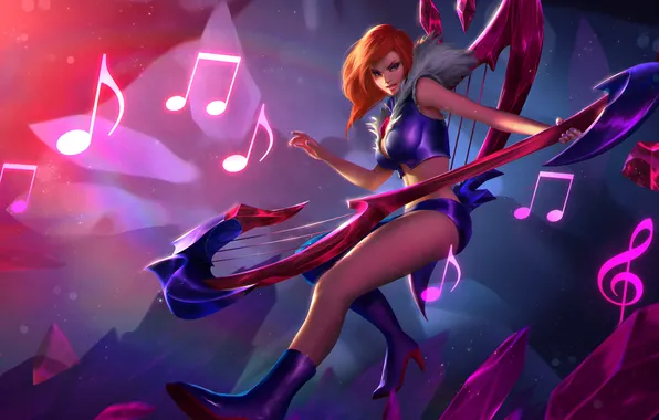 Girl, guitar, hon, art, Heroes of Newerth, Rhapsody, Paragon, Tourmaline
