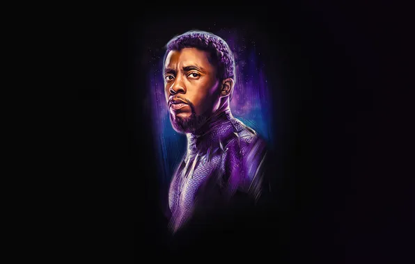 Art, black background, poster, comic, MARVEL, You Challa, Black Panther, Chadwick Boseman