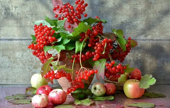Autumn, apples, still life, Kalina