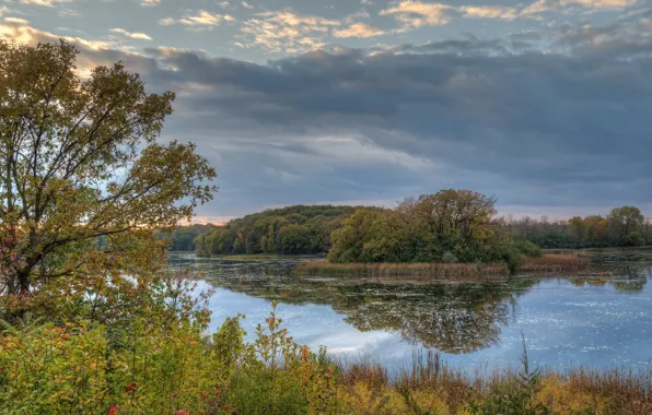 Autumn, the sky, landscape, nature, river, beauty