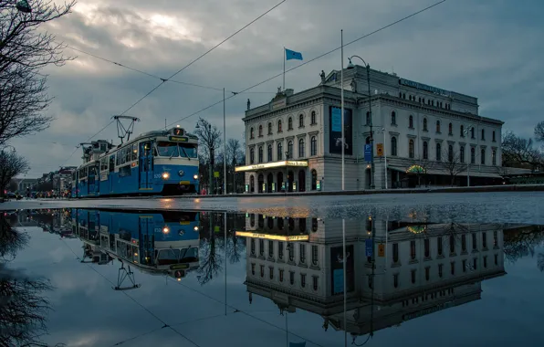 The evening, tram, Sweden, Gothenburg
