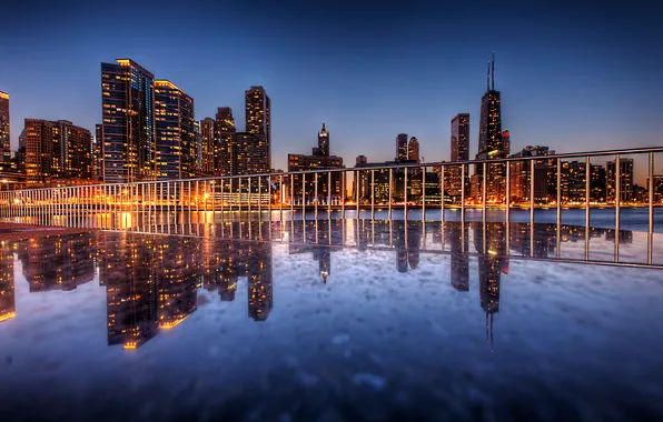 The city, reflection, Chicago, USA
