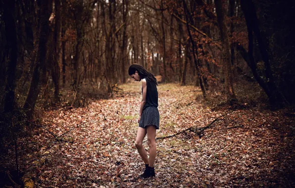 Sadness, autumn, forest, girl, Chloe