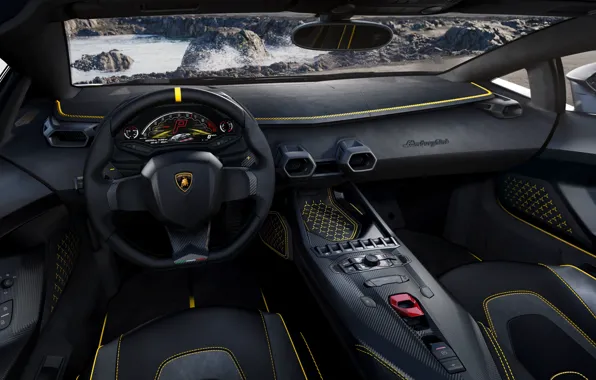 Lamborghini, torpedo, the interior of the car, Authentic Lamborghini