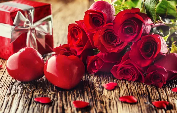 Love, flowers, gift, romance, heart, roses, bouquet, love