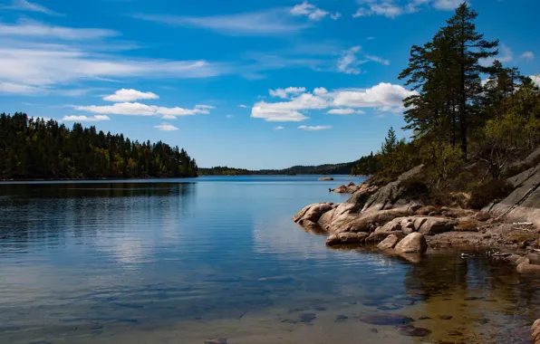 Picture the sky, clouds, lake, calm, Norway, Norway, Aust-Agder, Guddalskilen