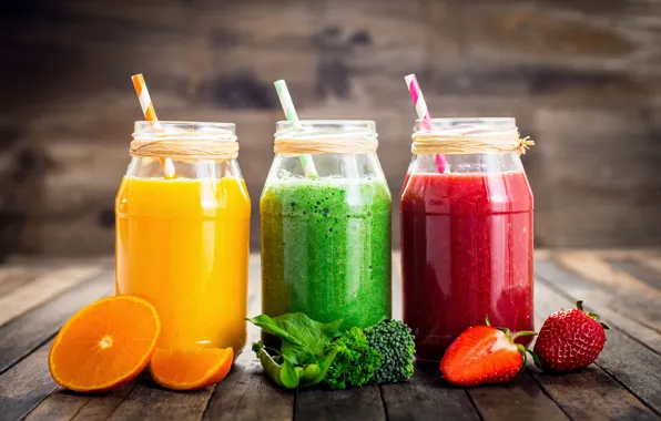 Orange, strawberry, jars, cocktail, smoothies