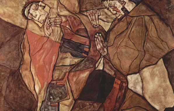 Picture Munich, Neue Pinakothek, 1912, Egon Schiele, The agony