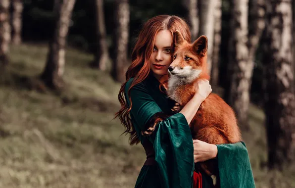 Picture girl, mood, Fox, red, friends, redhead, long hair, Natalia Andreeva