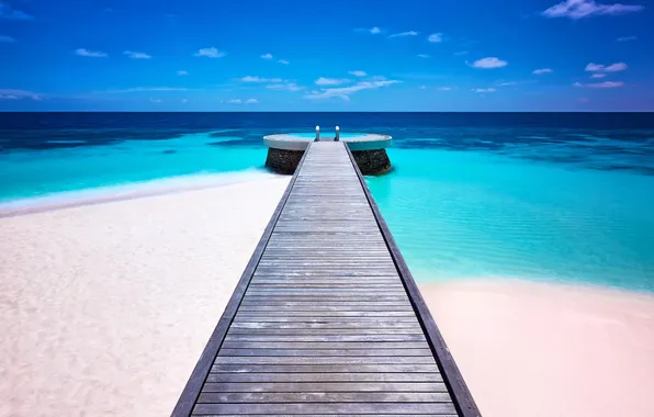 Sand, the ocean, shore, pierce, The Maldives, resort
