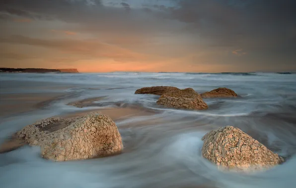 Picture sea, sunset, shore