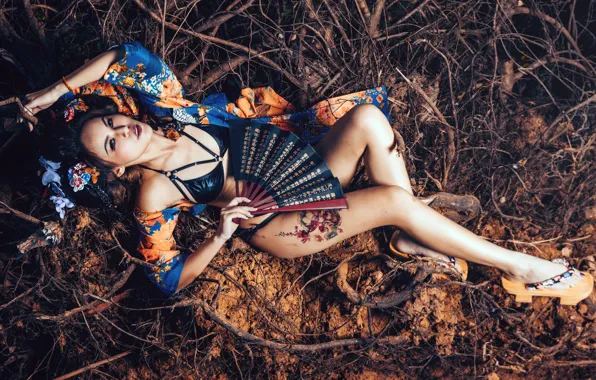 Picture fan, girl, Asian