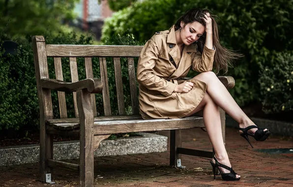 Picture girl, mood, bench