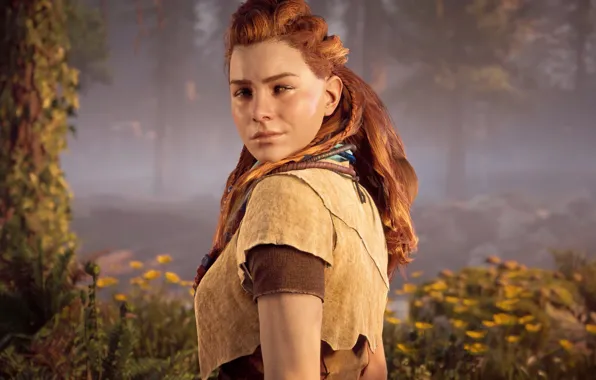 Girl, Look, Trees, Horizon, Sony Computer Entertainment, Guerrilla Games, Horizon: Zero Dawn, Horizon Zero Dawn