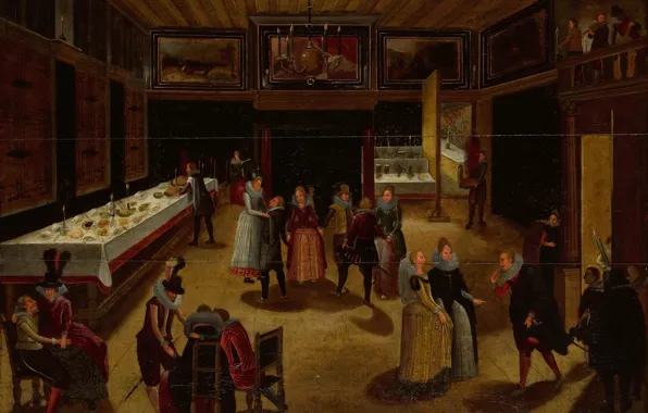 Picture oil, interior, picture, Louis de Calleri, Louis de Caullery, Party at Night