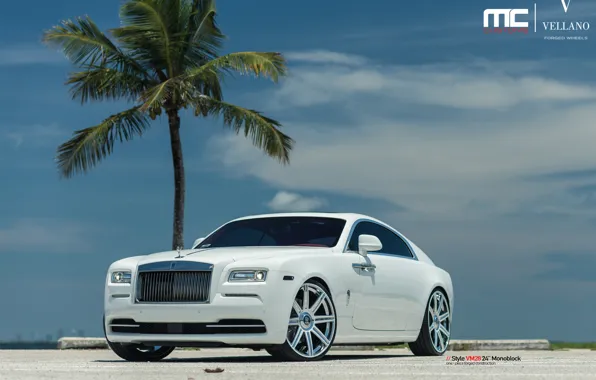 Picture rolls royce, white, wheels, vellano, wraith