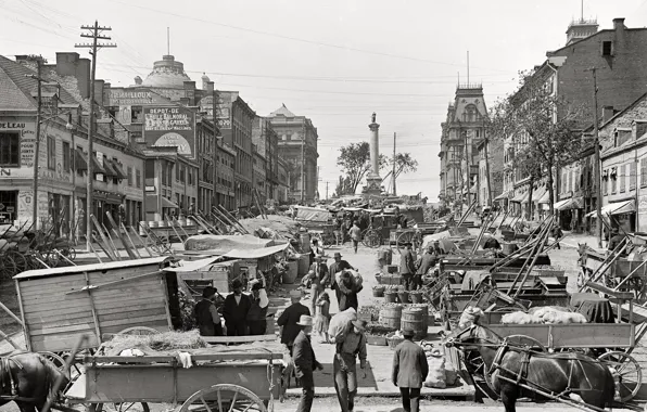 The city, retro, USA, market, 1900-the year