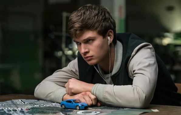 Look, headphones, guy, Ansel Elgort, Ansel Elgort, Baby Driver, Baby on the drive