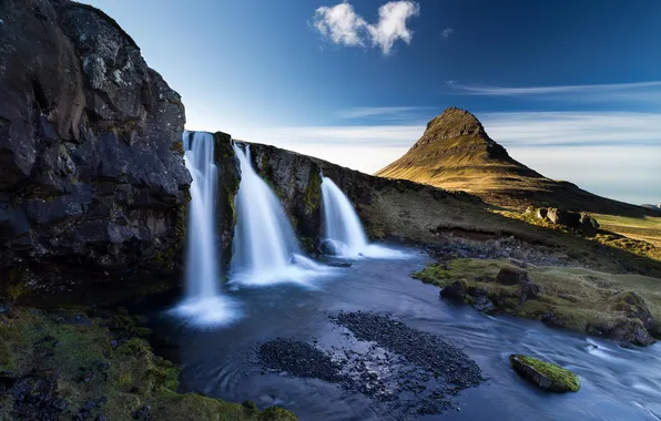 Picture landscape, mountains, nature, river, waterfall