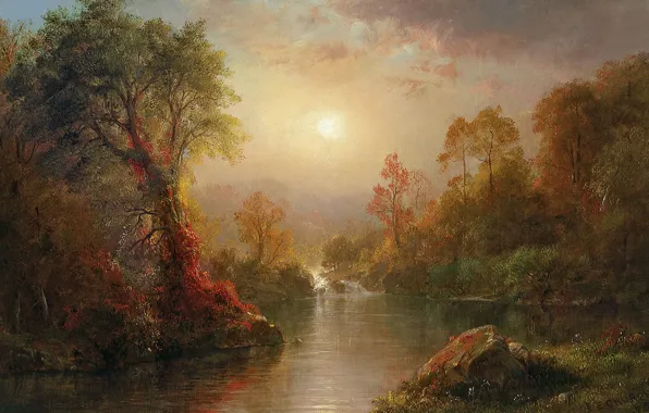 Picture landscape, nature, picture, Autumn, Frederic Edwin Church