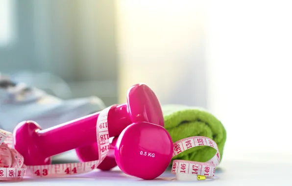 Sport, Towel, Dumbbells, Centimeter