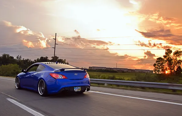 Picture road, tuning, Hyundai, Coupe, blue, Genesis, Hyundai