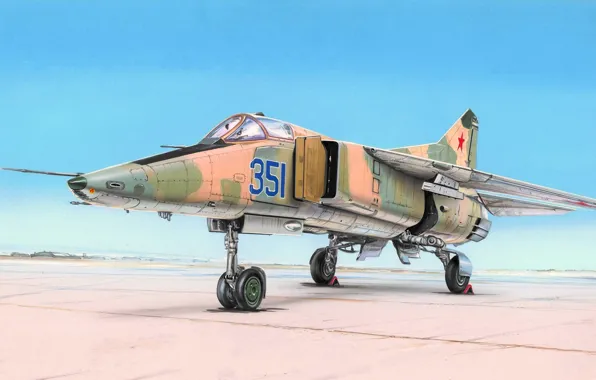 Picture war, art, painting, aviation, jet, Mikoyan-Gurevich MiG-23