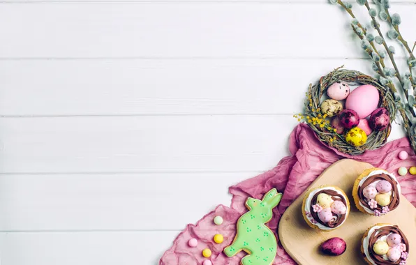 Flowers, eggs, spring, colorful, Easter, flowers, spring, Easter