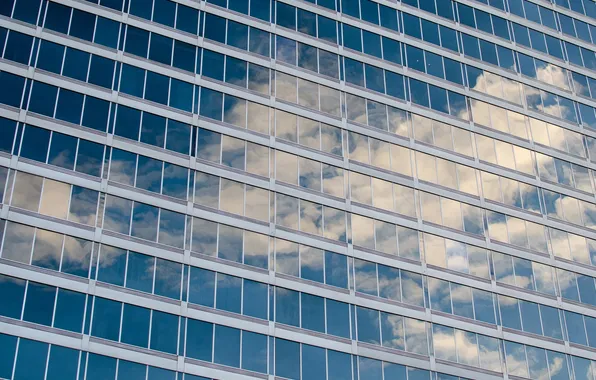 The sky, clouds, reflection, building, window