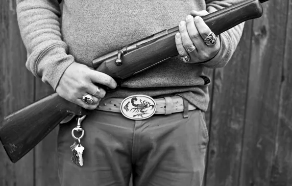 Metal, wood, rifle bolt