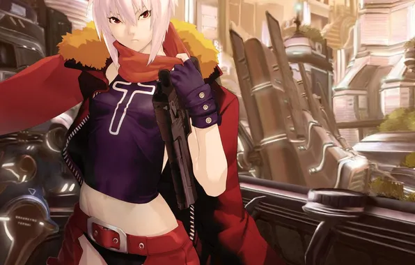 Girl, the city, gun, weapons, Angels Of Death, Bakuretsu Tenshi