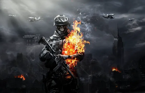 Picture fire, soldiers, zombies, Battlefield 3 zombies