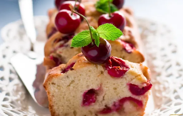 Picture leaves, cherry, background, Wallpaper, food, pie, leaf, jam