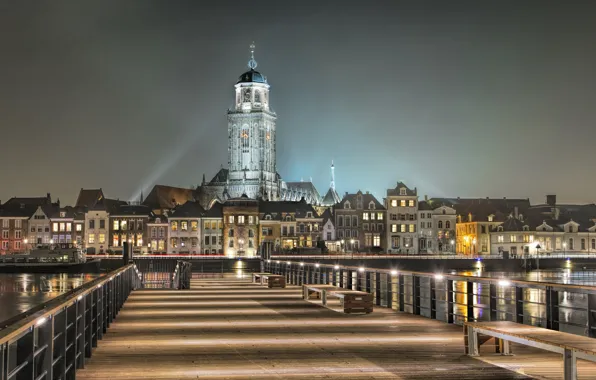 Picture night, lights, Netherlands, Holland, Deventer, De Hoven, Overyssel