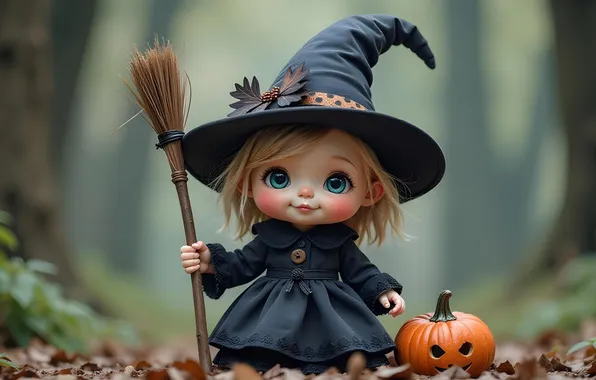 Autumn, forest, look, nature, holiday, foliage, hat, doll