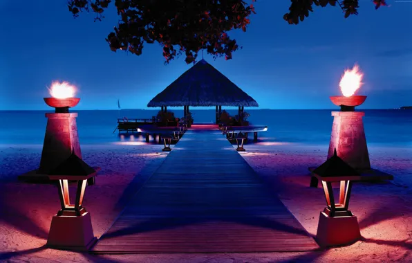 Picture beach, mood, the ocean, tale, vacation, the evening, Bungalow